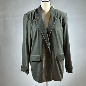 Open Edit Women's Jacket Blazer Size Large Color Green Velour Lined New